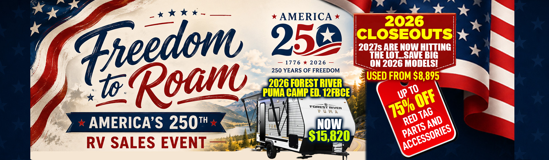 Freedom to Roam - America's 250th Celebration RV Sale