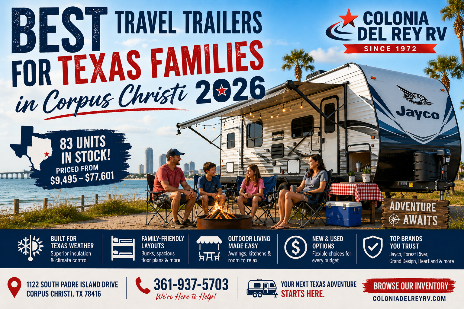 Best Travel Trailers for Texas Families in Corpus Christi 2026 — Colonia Del Rey RV Blog