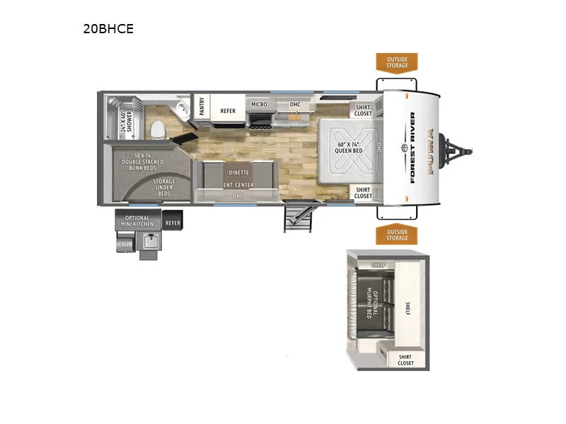 New 2027 Forest River PUMA CAMPING EDITION 20BHCE floorplan layout