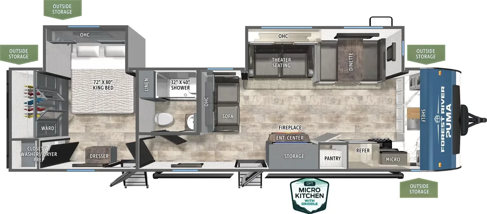 New 2027 Forest River PUMA 31FKRK floorplan layout