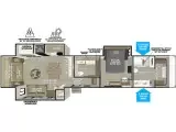 2027 Forest River Wildwood Heritage Glen 380WDR 5th wheel with solar panel and controller and auto leveling system. has built in dishwasher and washer.dryer. floorplan layout