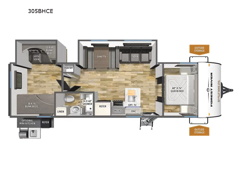New 2027 Forest River PUMA CAMPING EDITION 305BHCE floorplan layout